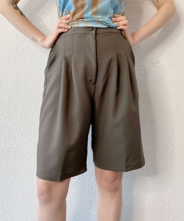 Brown Pleated Shorts #250409